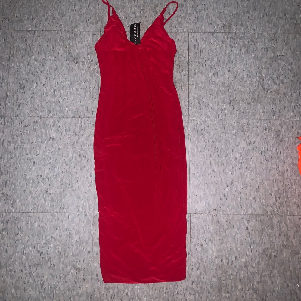 Red spaghetti strap dress